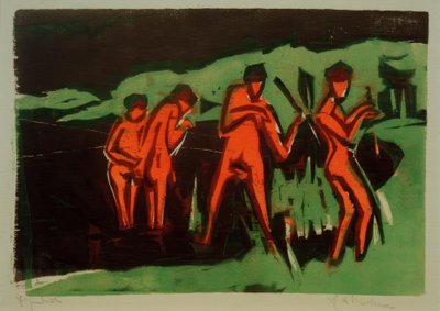 Bathers Throwing Reeds by Ernst Ludwig Kirchner